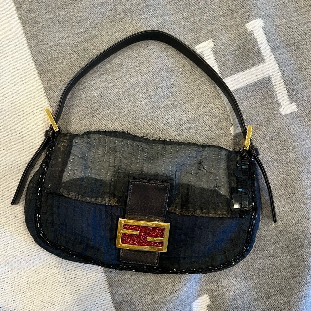 Y2K 2000s RARE AUTHENTIC SEQUIN FENDI BAGUETTE BAG